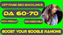 create high DR 60 to 70 dofollow off page SEO backlinks