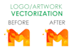 recreate your logo or image in vector, manual vector tracing