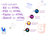 convert psd to html, xd to html, sketch to html responsive
