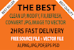 convert image,jpg to vector, change font, recreate, illustrate logo in two hrs