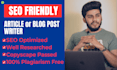 do SEO articles writing, blog writing as content writer