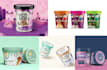 design creative pouch, bag, tube ice cream with mockup 3d