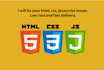 fix html, css, and javacript bugs