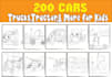 create 200 cars, trucks, tractor coloring pages for kids