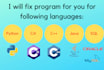 debug and code for you on c sharp, cpp javascript and python