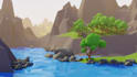 create a low poly 3d scene