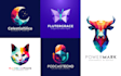 design a geometric polygonal logo with the brand style guide