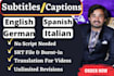 add perfectly subtitle and closed captions to english, german, spanish, french