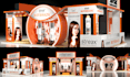 3d trade show booth, stall design with unlimited HD render