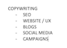 copywrite for website content or SEO copywriting