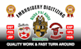 do perfect embroidery digitizing into dst pes jef in 1 hour