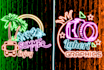design neon logo, neon sign, glowing text