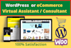 be your wordpress woocommerce ecommerce virtual assistant, consultant, helper