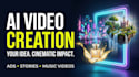 create cinematic and stunning ai generated videos for brand, story or anything