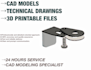 design cad models, technical drawings, and 3d printable files for your product