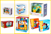 design packaging box cover with stickers toybox