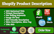 write unique shopify product description and seo optimized title