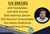 fix 403 forbidden error, 404 not found error, 500 internal server error, 503