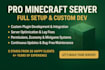 create, setup, manage and develop minecraft java server