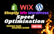 speed up wix shopify wordpress  on google page gtmetrix