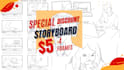 draw 4 frame storyboards or illustration for 5 dollars
