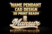 design custom name pendant jewelry cad for 3d printing, hip hop, diamond