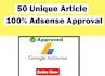 write 50 SEO friendly articles for google adsense approval