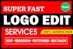 edit, recolor, change font, vectorize, make transparent png logo