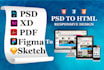 convert figma to HTML, PSD to HTML fully responsive with bootstrap