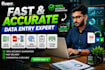 do data entry typing work, PDF convert, web research, copy paste