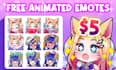 draw cute chibi emotes, animated, badges for your vtuber and twitch