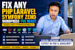 debug and fix PHP laravel symfony zend wordpress vue react bugs