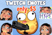 create custom cute chibi twitch emotes and sub badges
