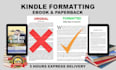 do book interior formatting for kindle, KDP and paperback