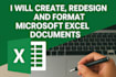 create, redesign, and format microsoft excel documents