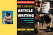 write diet, fitness, and physical health article