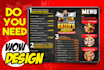 design a professional restaurant food menu flyer or price list