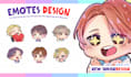create cute animated twitch emote, animation emotes, gif emote for kick