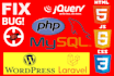 fix any bug in php html css javascript jquery