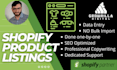 do shopify product listings and data entry