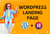 build a responsive elementor landing page or one page website design