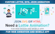 create html, lottie, svg, json animation for website and mobile app