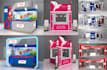 design exhibition booth, kiosk, 3d stand, virtual booth