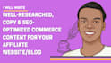 write seo optimized commerce content for your affiliate website
