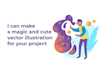 draw flat vector illustration with people character