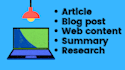 be your expert research and summary writer