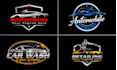 design car, auto detailing, automotive and carwash logo