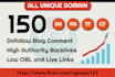 build 150 high quality unique domain blog comment SEO backlinks