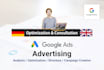 do a google ads, adwords optimization in german