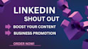 share and shoutout content with 1 million linkedin audience, promote, marketing
